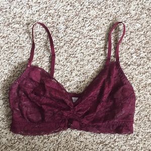 SEXY GILLIGAN & OMALLEY BURGUNDY LACE BRALETTE